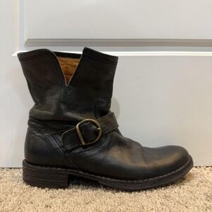 Fiorentini + Baker Eternity Eli Boots Womens Size 8 Black Leather Mid Calf Biker